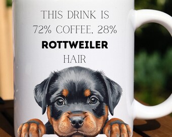Taza de café con diseño de Rottweiler, divertida taza de cerámica con pelo de perro.