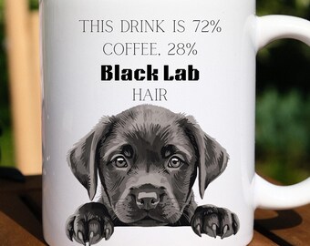 Taza de café con diseño de labrador negro, divertida taza de cerámica con pelo de perro.