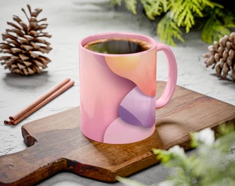 Taza de cerámica con arte fluido en tonos pastel abstractos / Taza de cerámica colorida