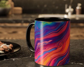 Tazas de cerámica con diseño de remolino de mármol fluido y colorido / 325 ml