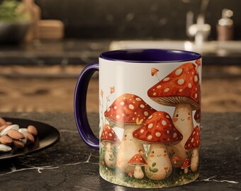 Taza de café con diseño de setas / Taza de cerámica única inspirada en hongos