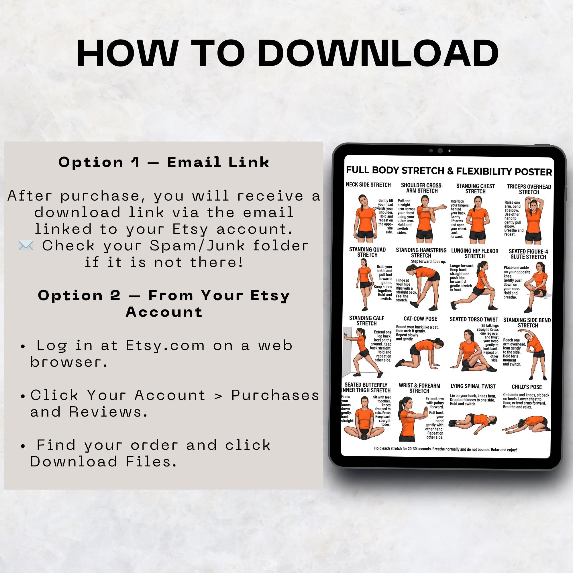Full Body Stretch Poster Printable,flexibility Exercises Chart for ...