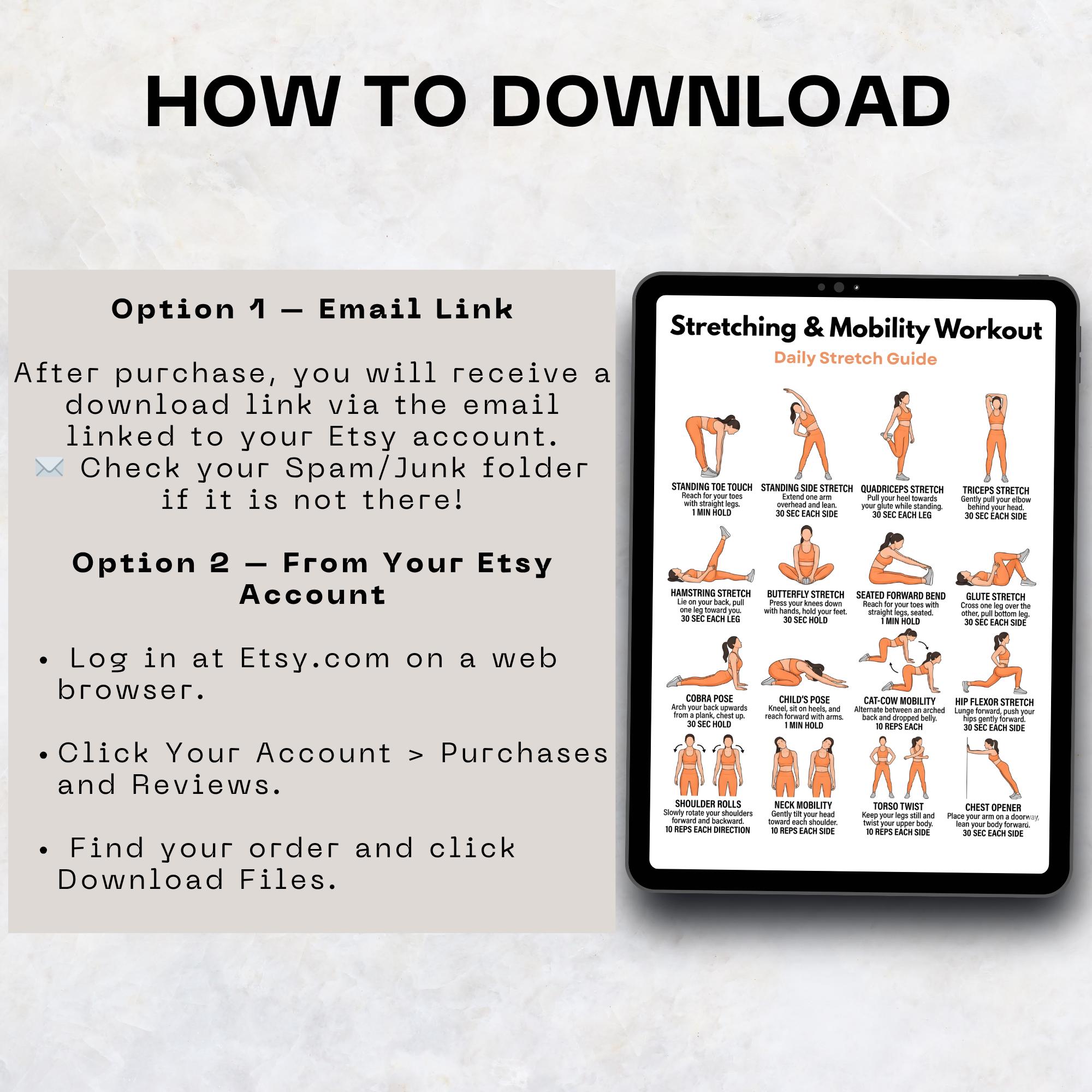 Flyer Stretch Routine Stretching & Mobility Workout Poster, Flexibility Routine Printable ...
