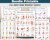 Pilates Ring Workout Bundle Printable, Pilates Circle Exercise Posters PDF, Full Body Home Workout Charts, Glutes Arms Abs Pilates Wall Art