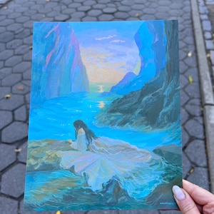toman born of the frothy sea art print from original gouache painting