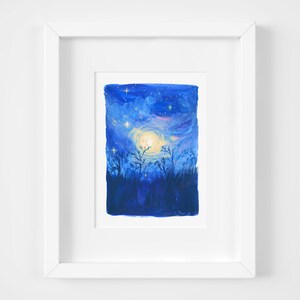 zen moon landscape illustration art print galaxy sparkling nature lover art universe celestial artwork image 2