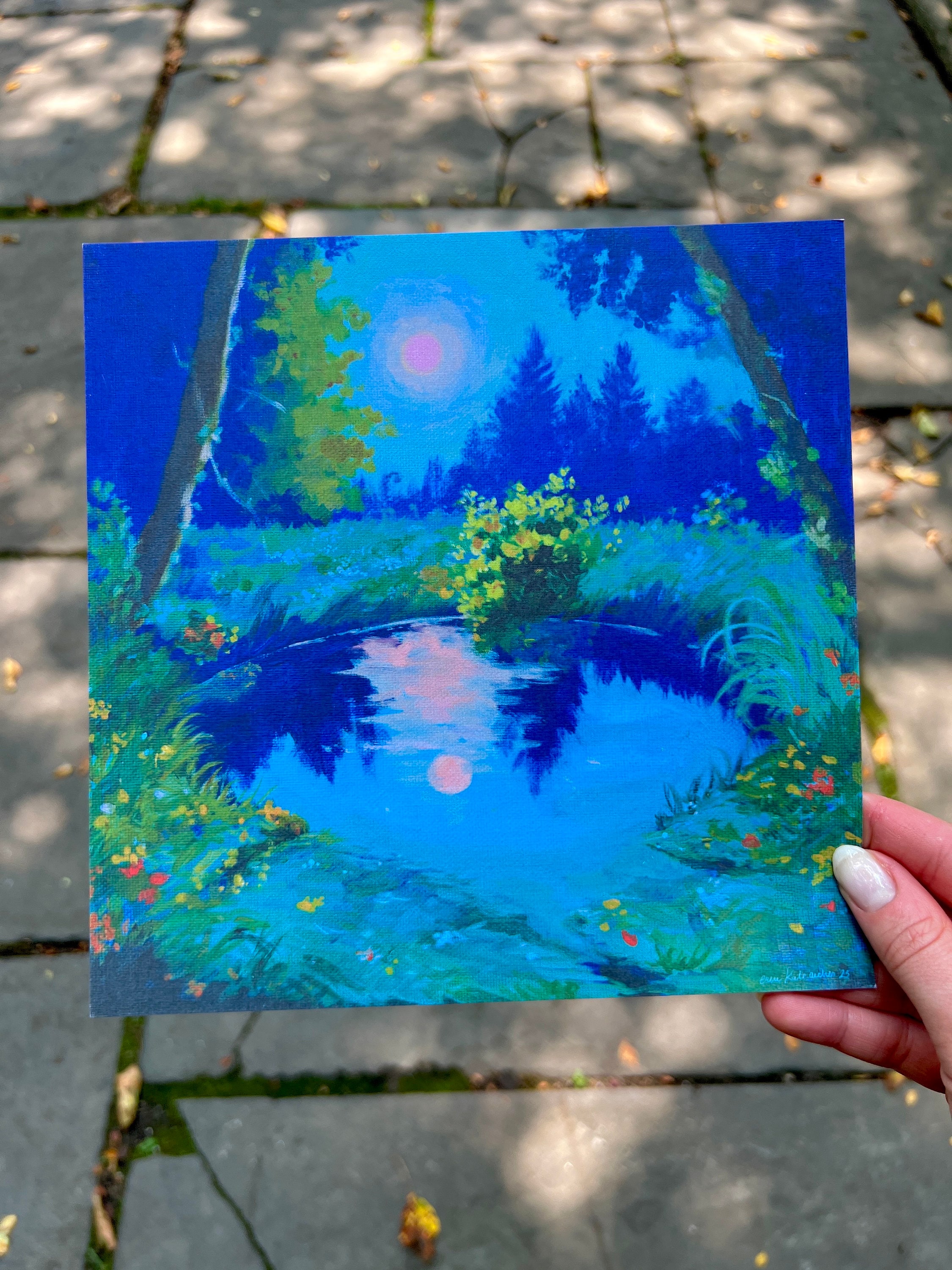 Moonlit Dip - Art Print From Original Acrylic Painting - Fantasy ...