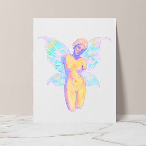 faerie statue i iridescent illustration art print