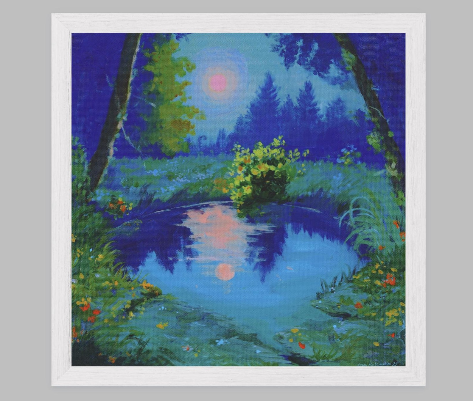 Moonlit Dip - Art Print From Original Acrylic Painting - Fantasy ...