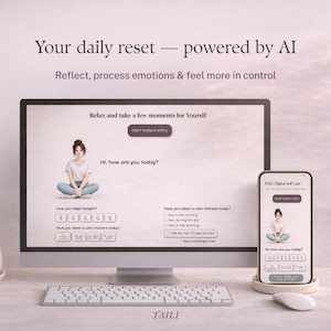 AI Daily Reset Journal | Interactive Web App with Guided Prompts + Mood Tracking | Tailise AI Companion | Self-Care for Women | TAILI