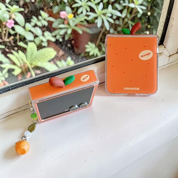 Orange Minimalist Phone Case for Galaxy Z Flip 3 4 5 6 7