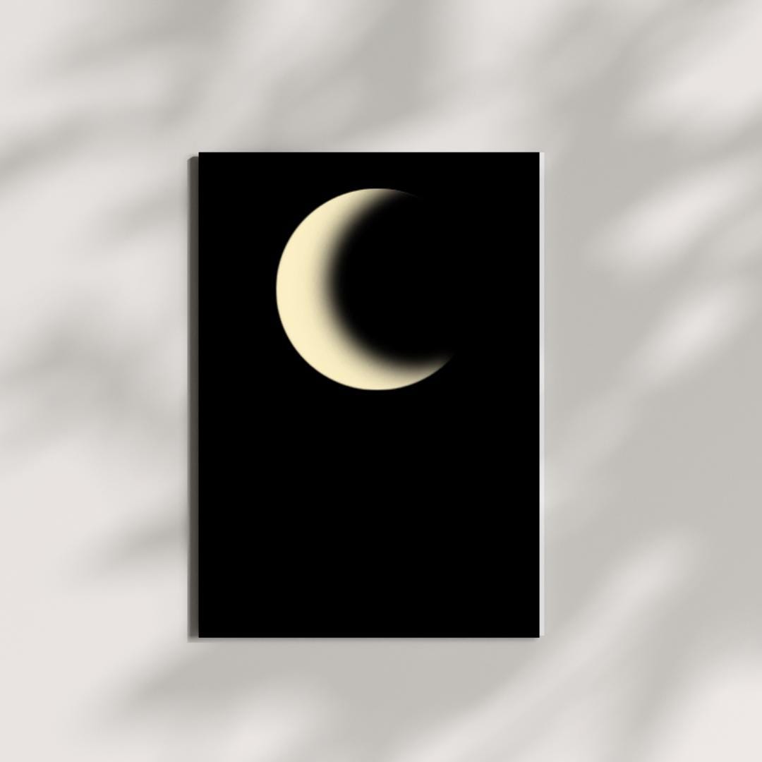 Japanese Crescent Moon Wall Art Printable, Minimalist Night Sky Print ...