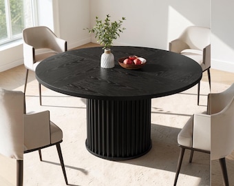 120cm Round Wooden Dining Table Metal Base
