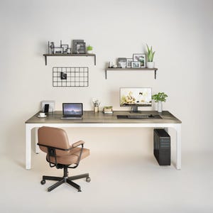 Double Computer Desk, Large Two-Person Workstation, Industrial Home Office Furniture