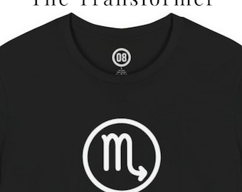 Koszulka z zodiakiem Skorpion 08, minimalistyczna koszulka astrologiczna, koszulka z systemem zodiaku 01–12, prezent urodzinowy dla Skorpiona, koszulka z grafiką unisex