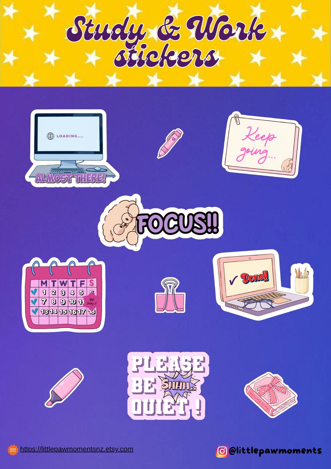 21 Study & Work Stickers | Cute Productivity Stickers | Planner ...