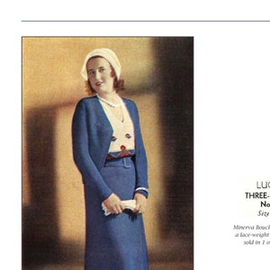 1930's New York Square One Piece Dress Pattern with Button on Bolero Jacket - Bust 36
