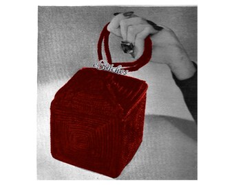 1940s Square Box Bag, It Opens Wide at the Top  - Crochet PDF pattern  3345
