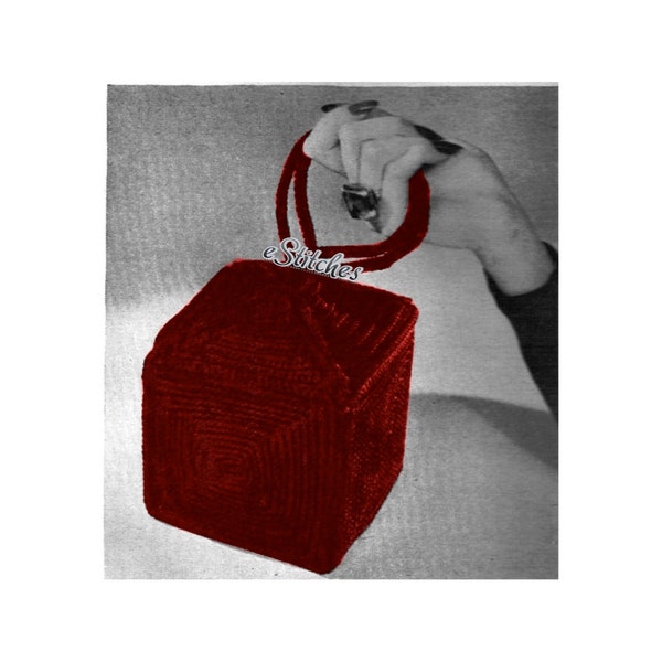 1940s Square Box Bag, It Opens Wide at the Top  - Crochet PDF pattern  3345