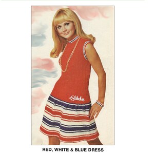 1960s Sleeveless Mini Dress with Ribbing  - Knit pattern PDF 7144