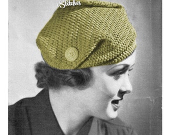 1930s Knockabout Turban Hat with Buttons- Crochet pattern PDF 3044