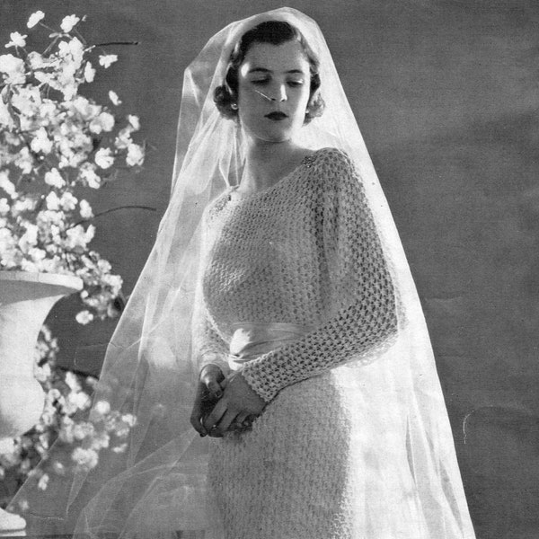 PDF 1930s Wedding Dress or Evening Gown Lacy - Knit pattern PDF 3801