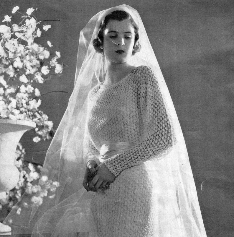 PDF 1930s Wedding Dress or Evening Gown Lacy Knit pattern PDF 3801 image 1