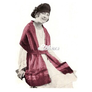 1919 Scarf with Pockets and Belt from Edwarian Era  - Knit pattern PDF 1833