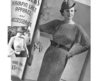 Ebook Hairpin Lace Creations 1930s Dresses Blouses, Accessories Fleishers Vol 36 - 11 Hairpin Lace patterns PDF 3600