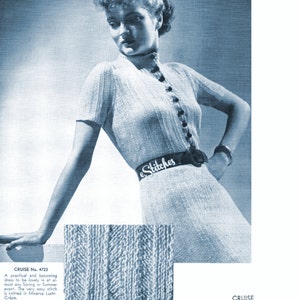 1930s Shirtwaist Dress with Short Sleeves - Knit pattern PDF 4723