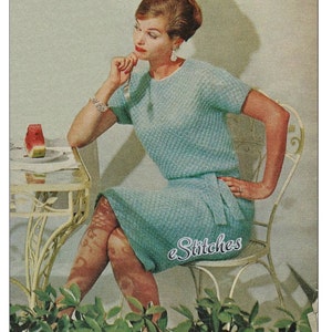 1960s Star Stitch Sheath Dress with Short Sleeves - Knit pattern PDF 2763