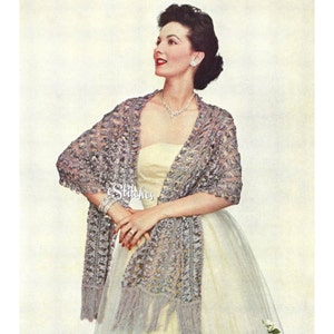 1950s Hairpin Lace Stole or Shawl - Hair Pin Lace pattern PDF 1301