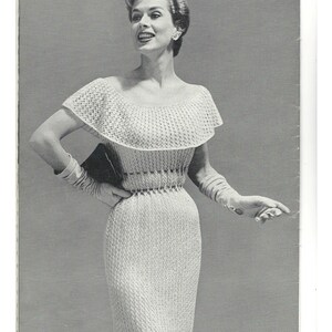 1950s Sheath Dress With Cape Collar Very Fitted Knit Pattern PDF 3902 ...