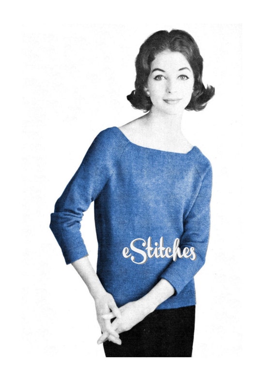 1950s Simple Tunic Sweater -  Machine Knit Pattern PDF 0159