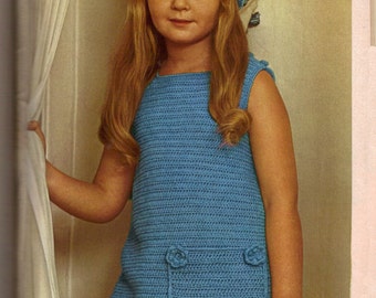 1970s Girls Summer Dress with Hat - Crochet patterns PDF 6089