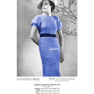 1930s Dress with Puff Sleeves from Hairpin Lace Creations 1 Hairpin Lace pattern PDF 8952 image 4