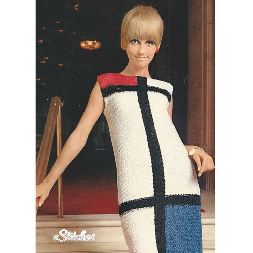 1960s Mod Dress Color Block Sleeveless 
