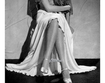 WWII Lacy Fishnet Thigh High Stockings from Minerva Yarns - Knit Pattern PDF 6314