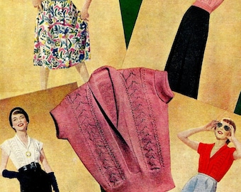 ヴィンテージ サープリス ジャンパー セーター、昼でも夜でも - ニット パターン PDF 6327