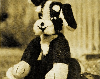 1950s Floppy Ear Puppy Dog Stuffed Animal - Knit pattern PDF 1100