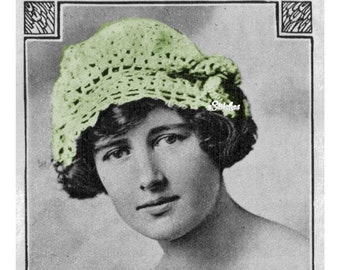 1900s Silk Boudoir Cap or Bed Hat from Edwardian Era  - Crochet pattern PDF 1920