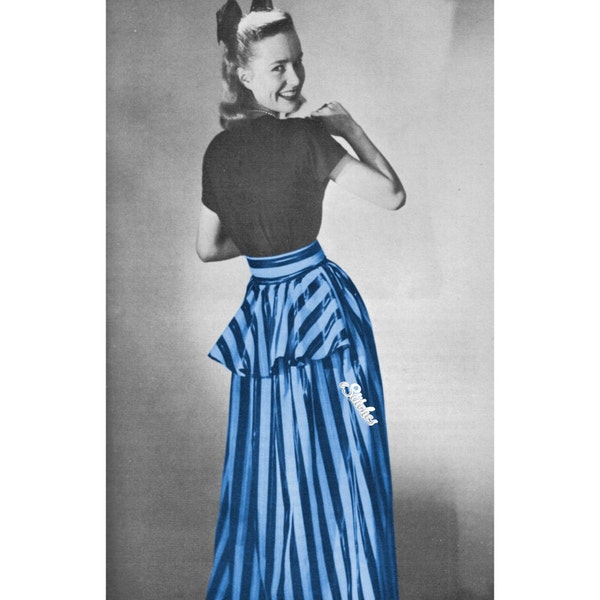 1940s Peplum Evening Skirt Sewing Pattern - Sewing pattern PDF 4791