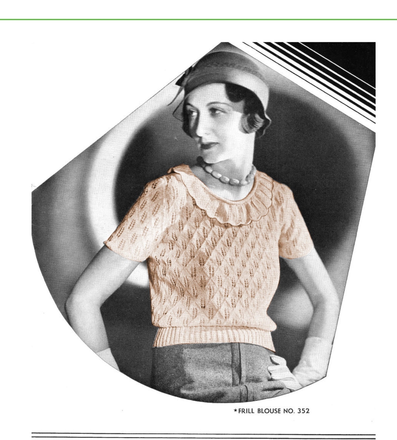 1930s Sweater With Ruffle Frill Collar Knit Pattern PDF 5352 Etsy UK