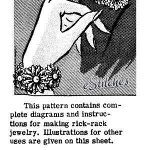 1950s Rick Rack Flowers for Jewelry and Accents Craft pattern PDF 3199 image 4