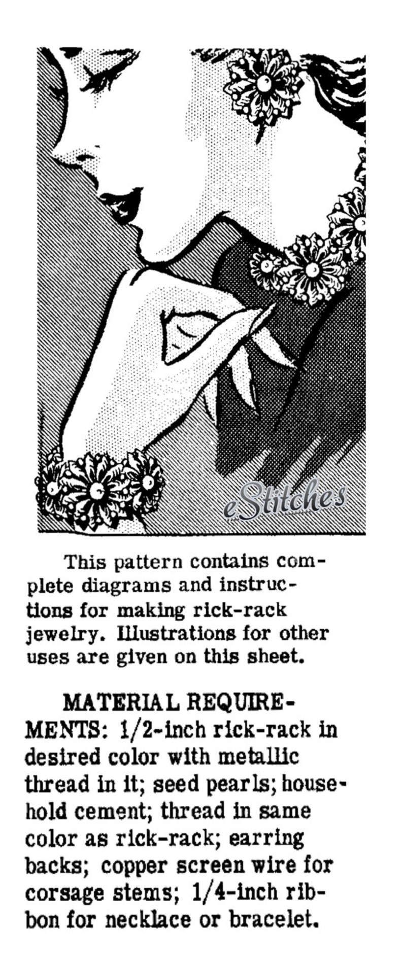 1950s Rick Rack Flowers for Jewelry and Accents Craft pattern PDF 3199 image 4