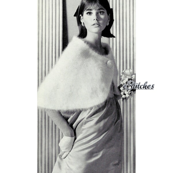 1950s Angora Formal Wrap, Shoulder Cape or Capelet  -  Knit pattern PDF 8518