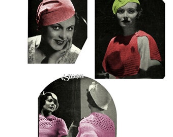 eBook 1930s Hats Sweaters and Dresses Clarks ONT Fashions Crochet and Knitting Book 29 - 22 Knit and Crochet patterns PDF 0029