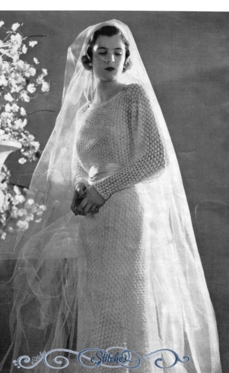 PDF 1930s Wedding Dress or Evening Gown Lacy Knit pattern PDF 3801 image 3