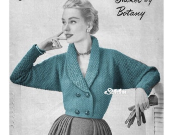 1950s Spencer Double Breasted Sweater Short Jacket - Knit pattern PDF 1608