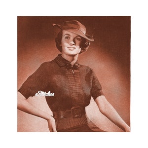 1930s Collared Blouse or Top with Belt- Crochet pattern PDF 3193